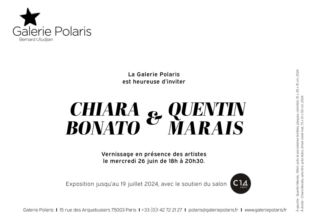 Exposition Galerie Polaris 26 juin 2024 lauréats C14 PARIS Chiara Bonato et Quentin Marais
